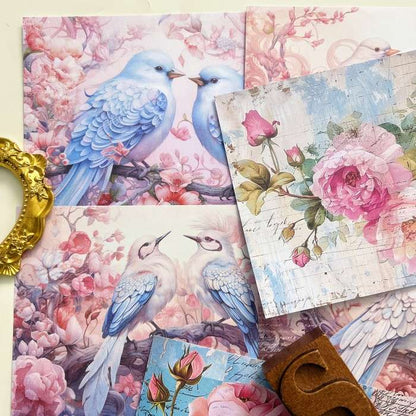 Bluebird Bloom Collage Paper 16Sheets