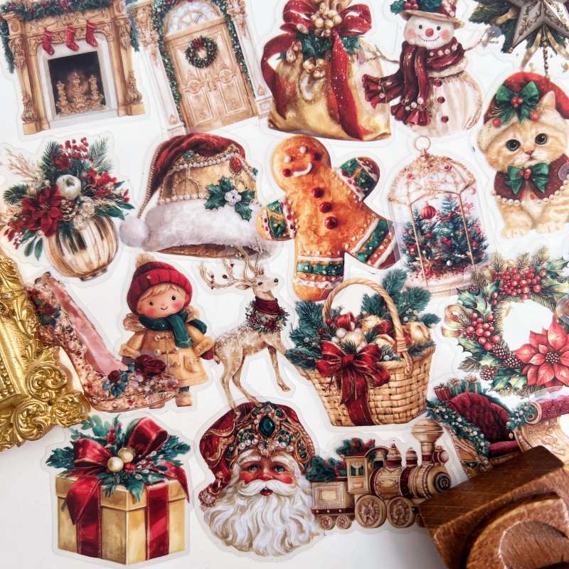 Gold Yuletide Sticker 50PCS