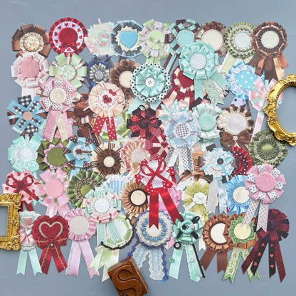 Ribbon Medal Flower Sticker 60PCS