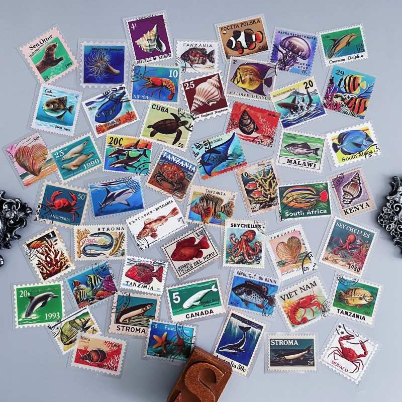 Ocean Stamps Sticker 50PCS