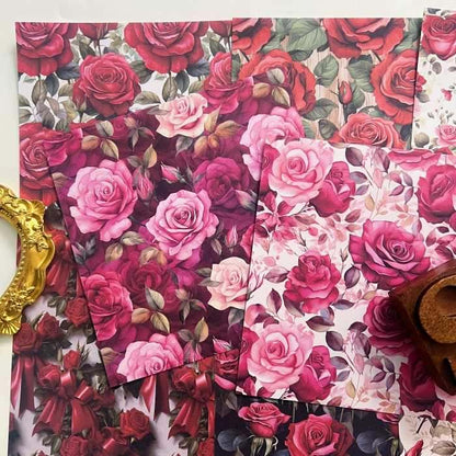 Heart Rose Collage Paper 24 Sheets