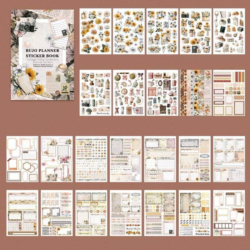 Vintage Floral Sticker Book 24Sheets