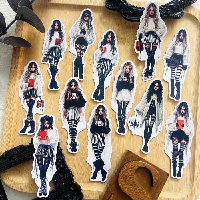 Gothic Cool Girl Sticker 12PCS