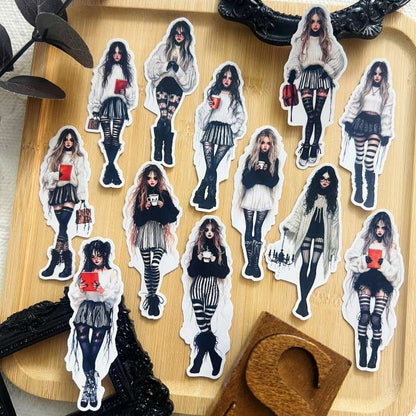 Gothic Cool Girl Sticker 12PCS