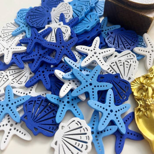 Starfish Tale Wood Buttons 50PCS