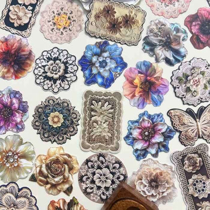 Vintage Lace Blossoms Sticker 40PCS