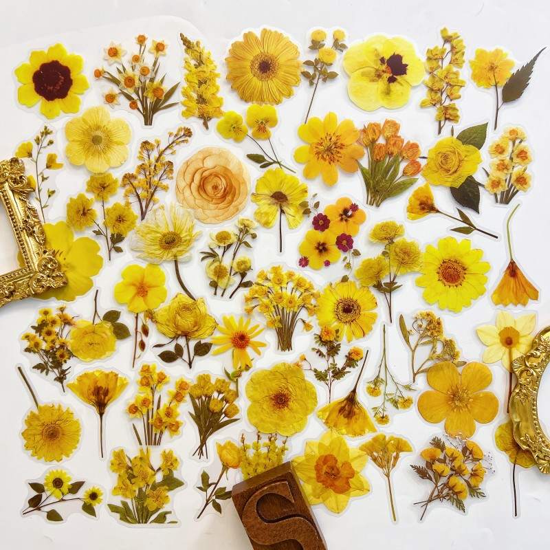 Soft Yellow Flowers Sticker 50PCS