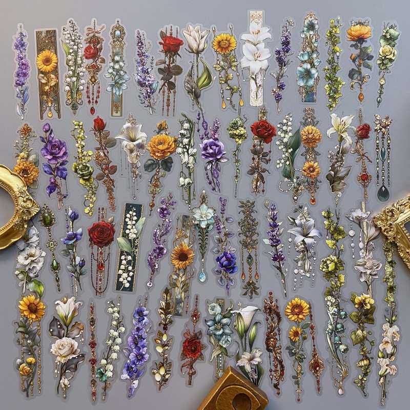 Floral Bead Qrnaments Sticker 60PCS