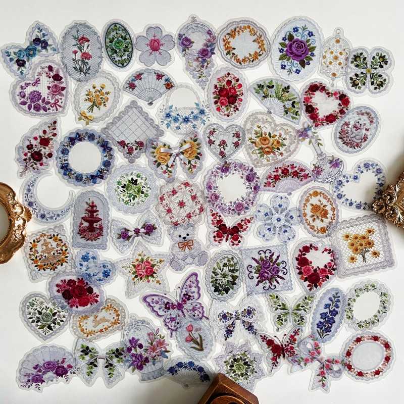 Sheer Floral Sticker 60PCS