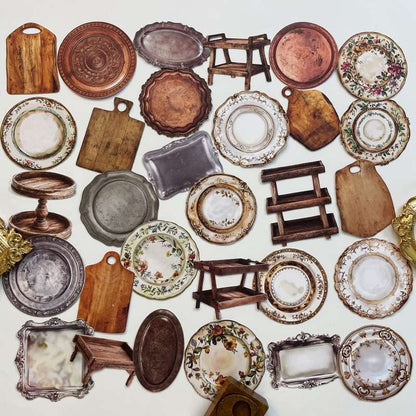 Antique Dinner Plate Sticker 30PCS