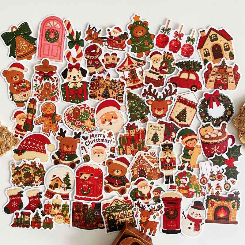 Antique Xmas Sticker 50PCS