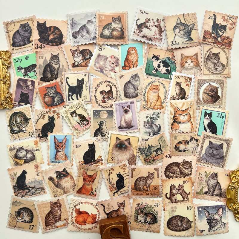 Kitty Stamp Sticker 50PCS