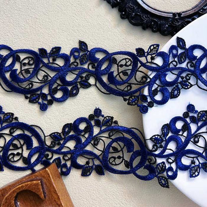 Midnight Vine Embroidered Lace Trim