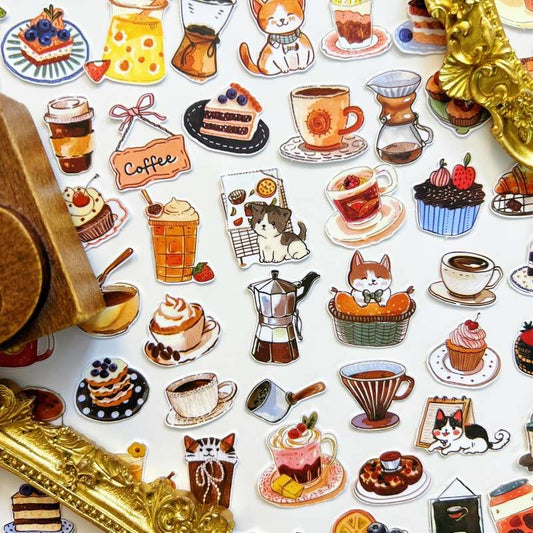 Cat Cafe Diary Sticker 60PCS