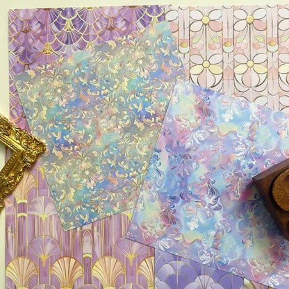 Blue Violet Patterns Collage Paper 24 Sheets