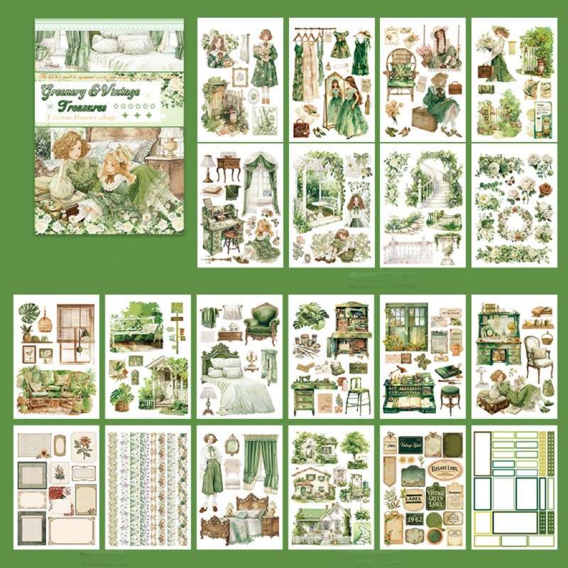 Greenery & Vintage Treasures Sticker Book 20Sheets