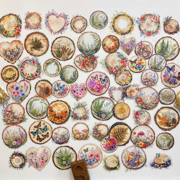Wood Chip Sticker 60PCS
