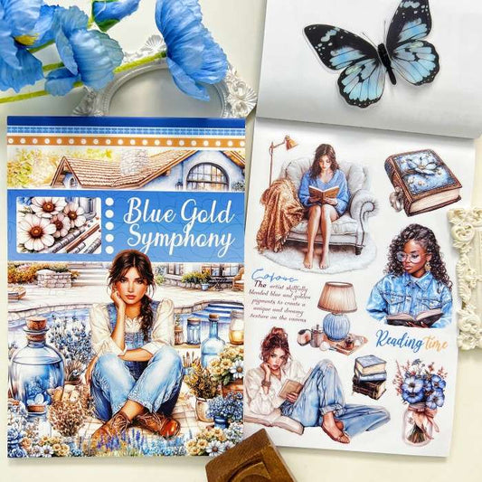 Blue Gold Symphony Sticker Book 20Sheets