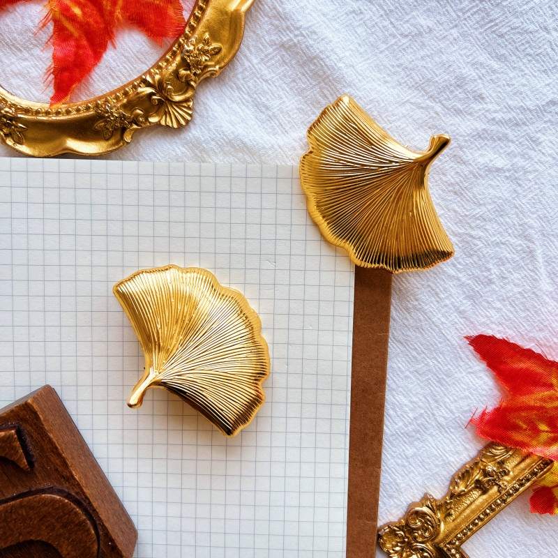Golden Ginkgo Brass Paper Clip