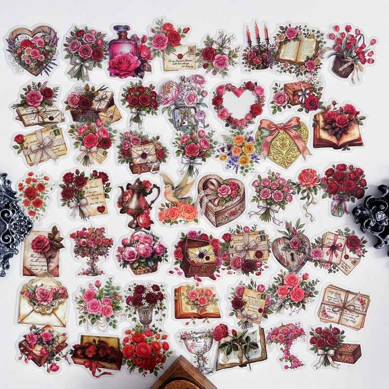 Retro Rose Sticker 50PCS