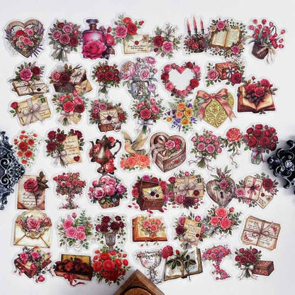Retro Rose Sticker 50PCS