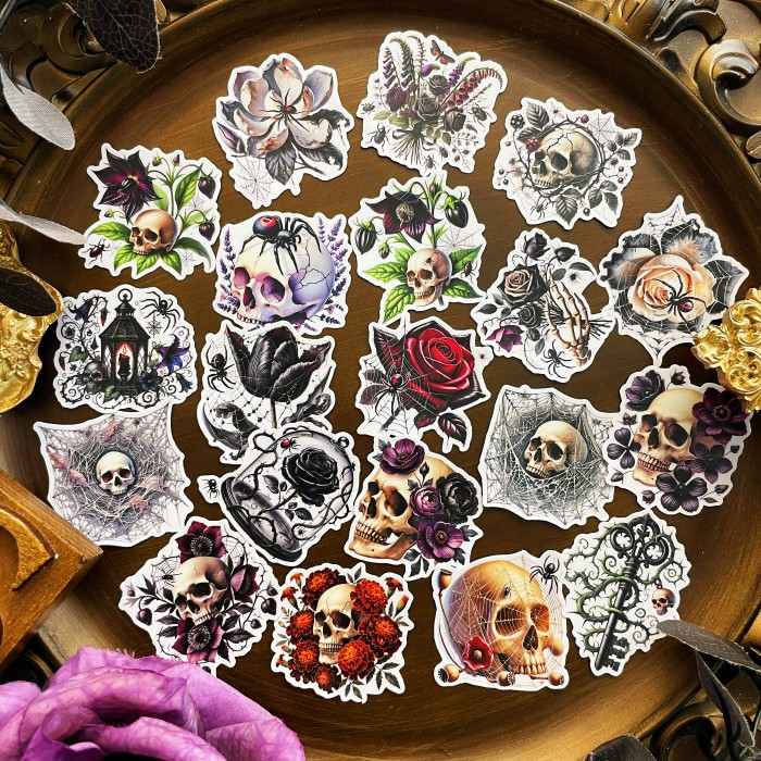 Skull Rose Cobweb Sticker 20PCS