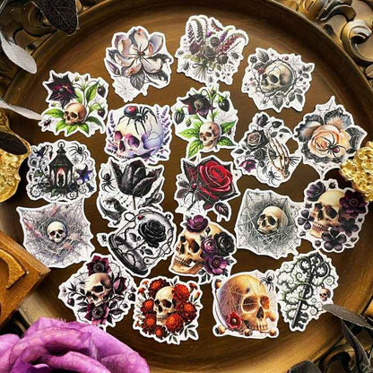Skull Rose Cobweb Sticker 20PCS