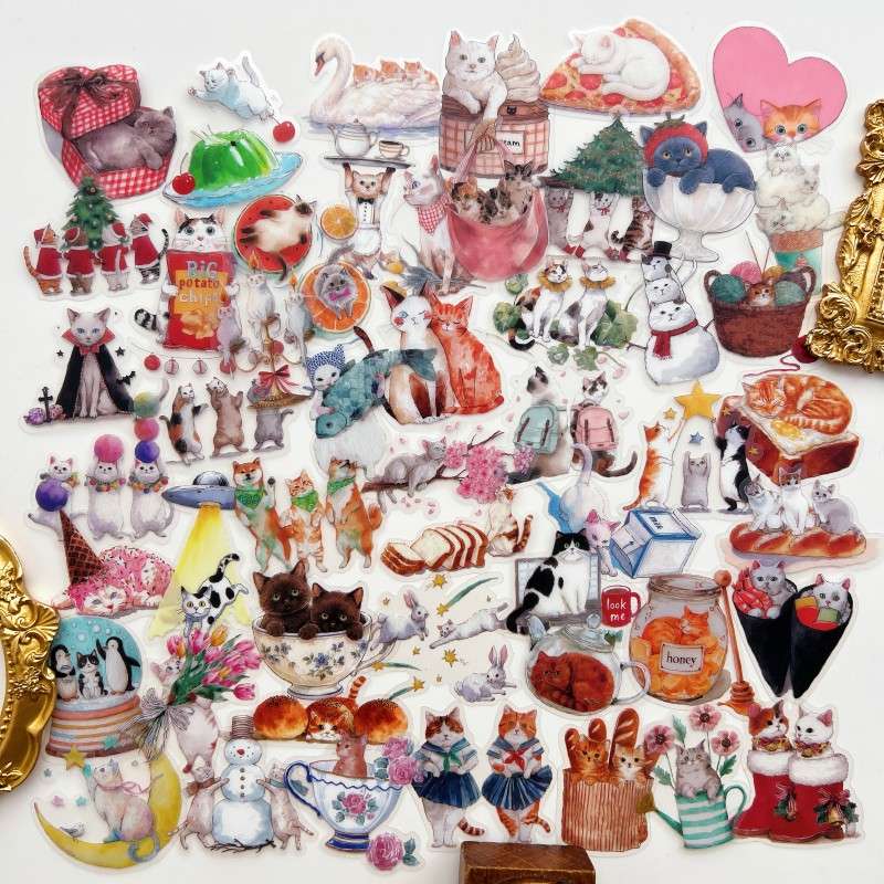 Fluffy Kitty Sticker 50PCS