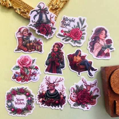 Rose Christmas Sticker 20PCS