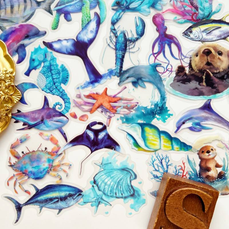 Blue Fauna Sticker 50PCS