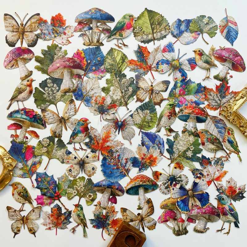 Handmade Stamp Fun Sticker 60PCS