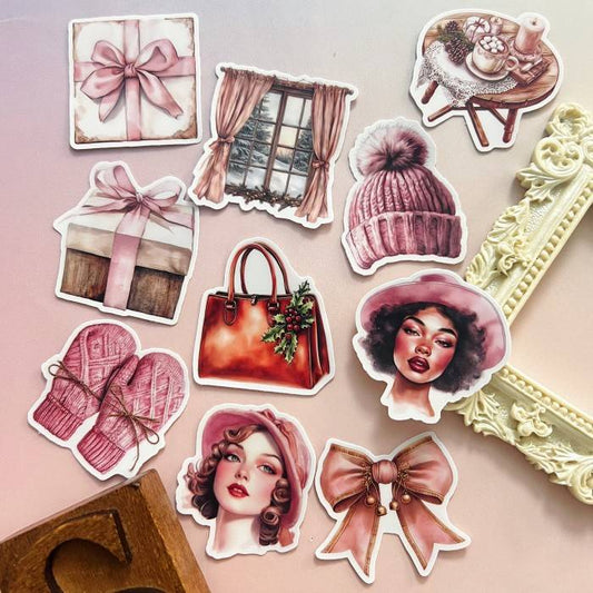 Vintage Pink Lady Sticker 20PCS