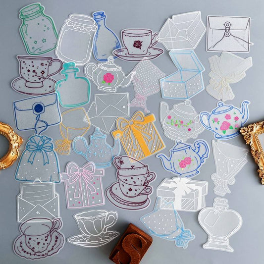 Tea Talk Diary Vellum Stickers 30PCS