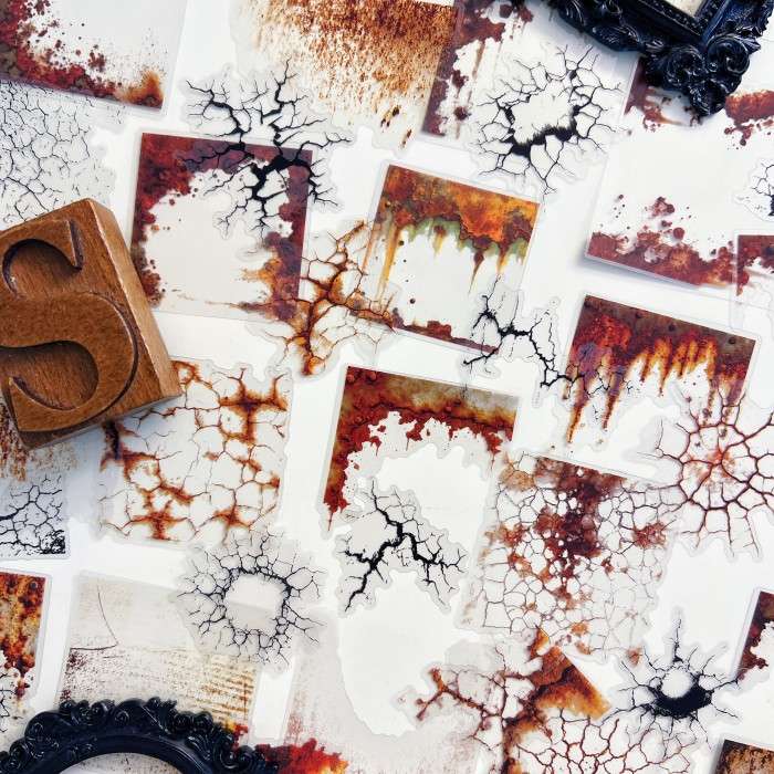 Mottled Rust Cracking Sticker 60PCS