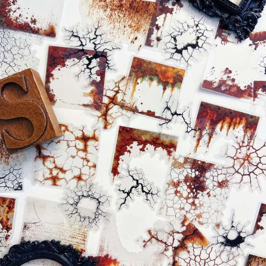 Mottled Rust Cracking Sticker 60PCS