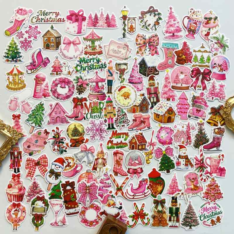 Pink Holiday Sticker 100PCS