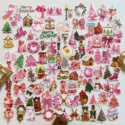 Pink Holiday Sticker 100PCS
