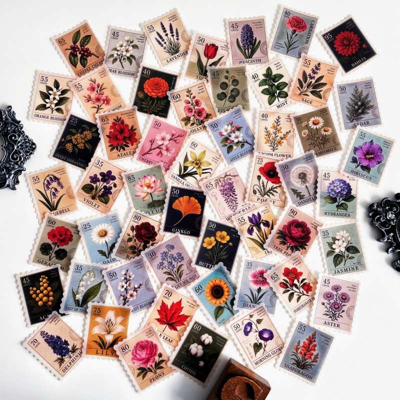 Floral Postage Sticker 50PCS
