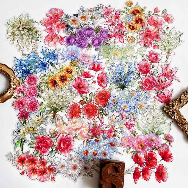Iridescent Floral Sticker 30PCS