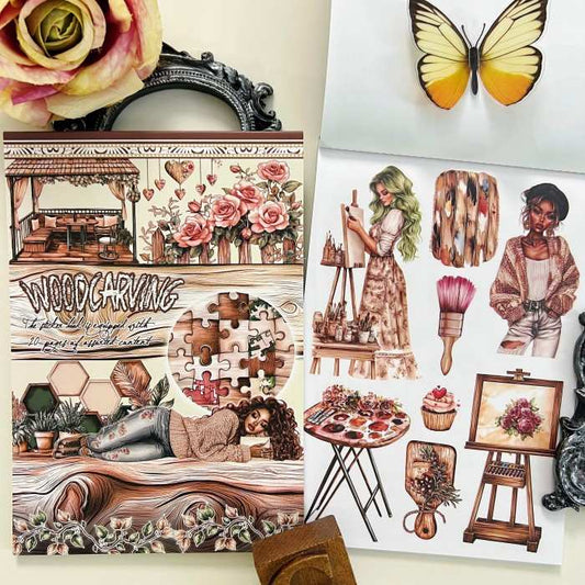 Woodcarving Sticker Book 20Sheets