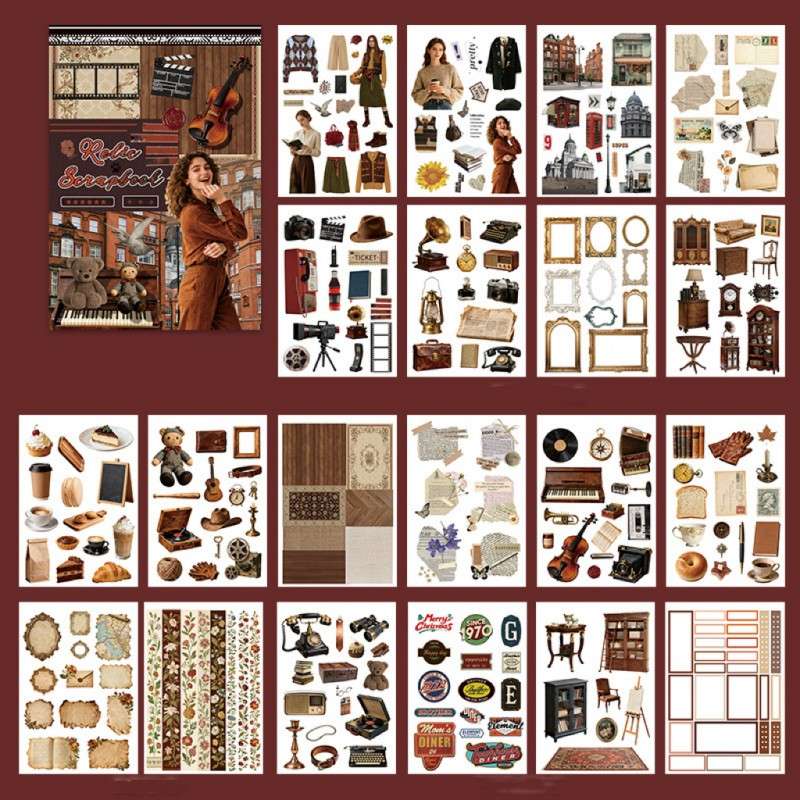 Retro Scrapbook Sticker Book 20Sheets