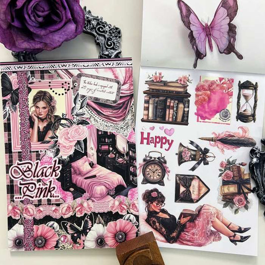 Black Pink Sticker Book 20Sheets
