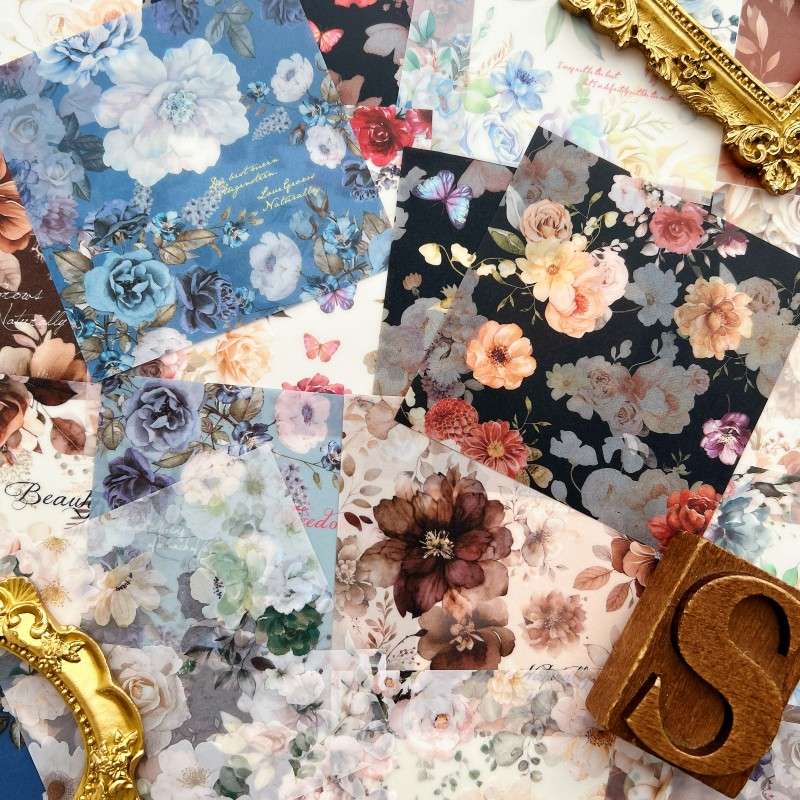Silent Blossom Vellum Stickers 20PCS
