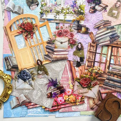 Floral Window Reading Ephemera Mystery Kit 130PCS