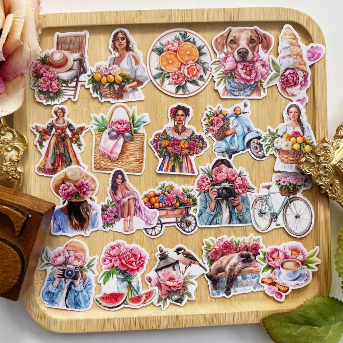 Peony Girl Sticker 20PCS
