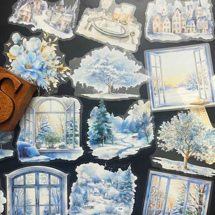 Snowy Village Charm Sticker 30PCS