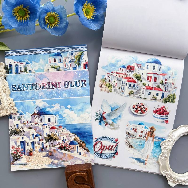 Santorini Blue Sticker Book 24Sheets