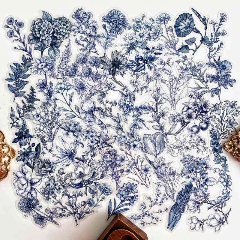 Aqua Floret Sticker 50PCS