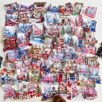 Christmas Fireplace Sticker 60PCS