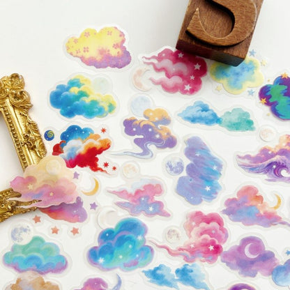 Watercolor Clouds Sticker 56PCS